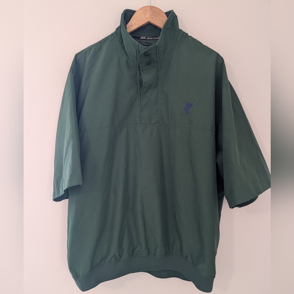 Ashworth Golf Windbreaker Pullover Green Short Sleeve Mens L 1/4 Snap